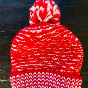 Red and white beenie